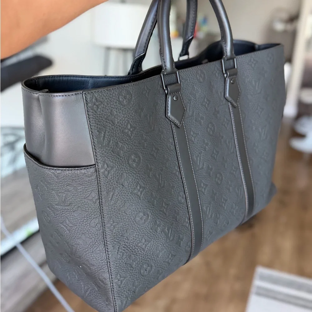 Louis Vuitton Black Embossed Leather Briefcase Tote
